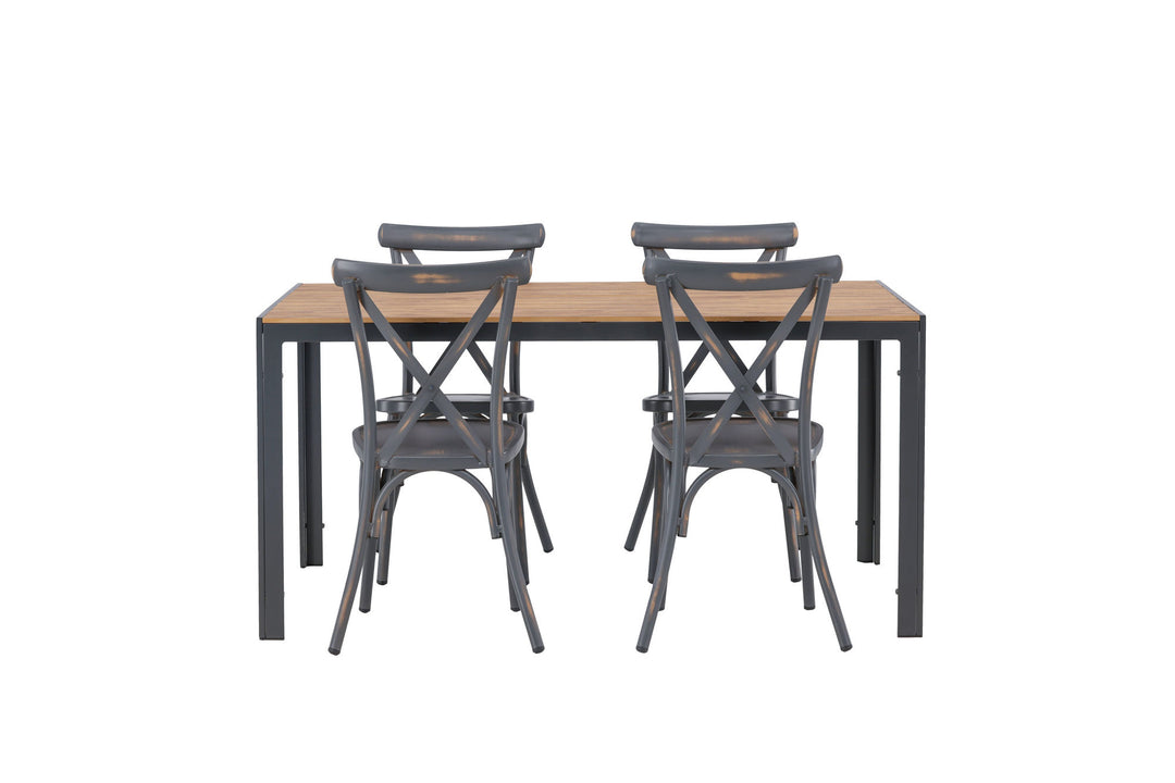 Venture Home Break Diningtable Alumnium - Black / Nature Rectangular 90*150* +Tablas Diningchair Aluminium - Black / _4