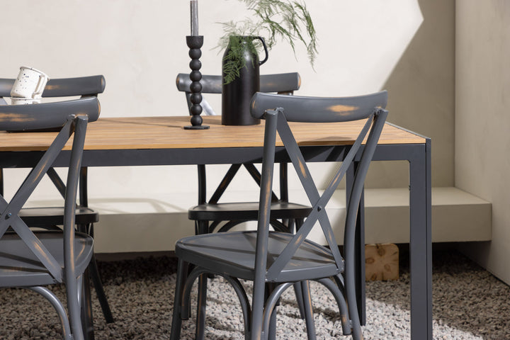 Venture Home Break Diningtable Alumnium - Black / Nature Rectangular 90*150* +Tablas Diningchair Aluminium - Black / _4