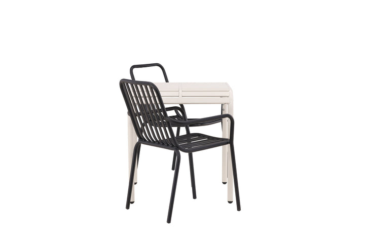 Venture Home Borneo Cafetable Aluminium - Beige / Kvadrat 70*70* +Peking Diningchair Aluminium - Black / _2
