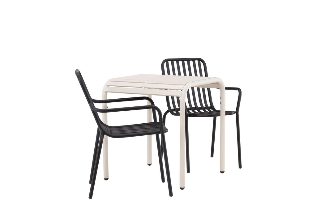 Venture Home Borneo Cafetable Aluminium - Beige / Kvadrat 70*70* +Peking Diningchair Aluminium - Black / _2