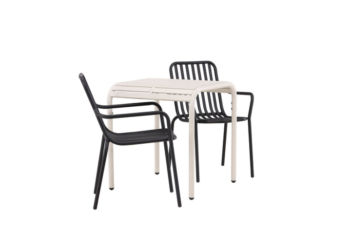 Venture Home Borneo Cafetable Aluminium - Beige / Kvadrat 70*70* +Peking Diningchair Aluminium - Black / _2