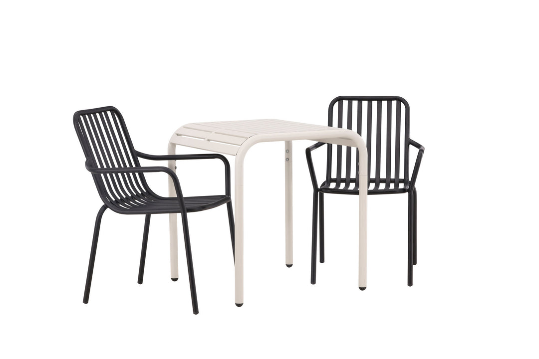 Venture Home Borneo Cafetable Aluminium - Beige / Kvadrat 70*70* +Peking Diningchair Aluminium - Black / _2