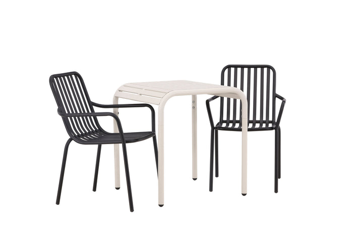 Venture Home Borneo Cafetable Aluminium - Beige / Kvadrat 70*70* +Peking Diningchair Aluminium - Black / _2