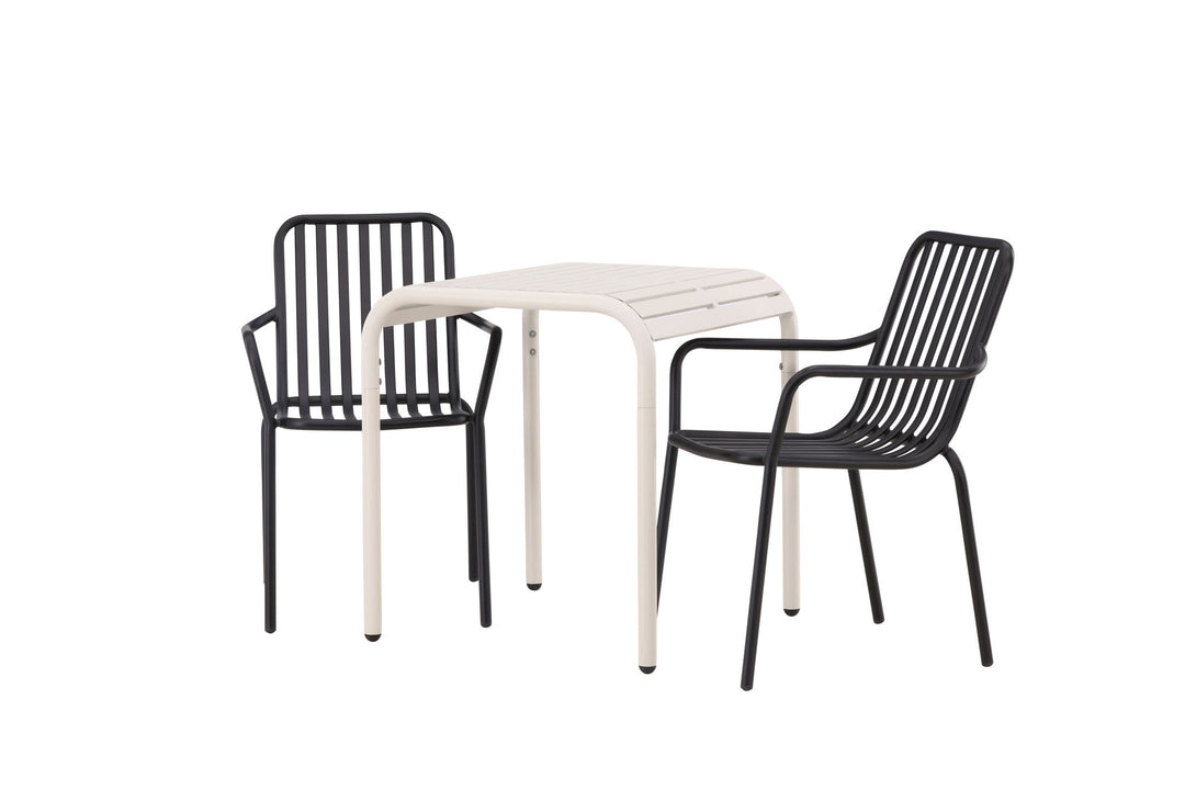 Venture Home Borneo Cafetable Aluminium - Beige / Kvadrat 70*70* +Peking Diningchair Aluminium - Black / _2