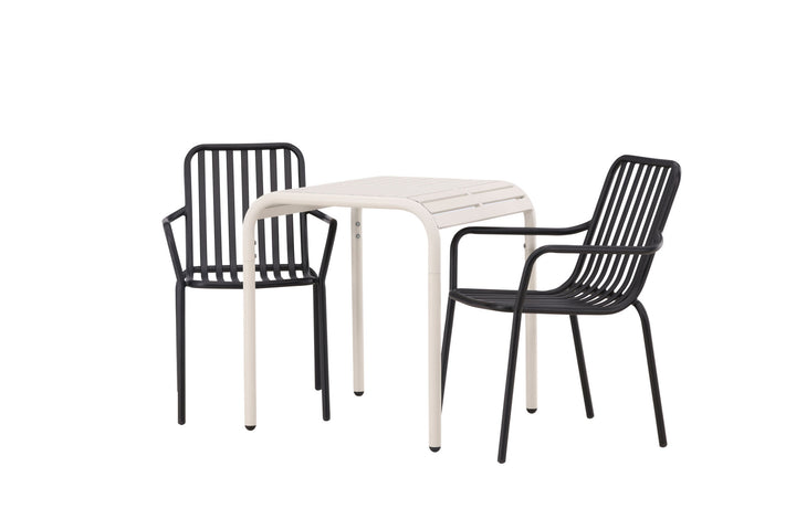 Venture Home Borneo Cafetable Aluminium - Beige / Kvadrat 70*70* +Peking Diningchair Aluminium - Black / _2