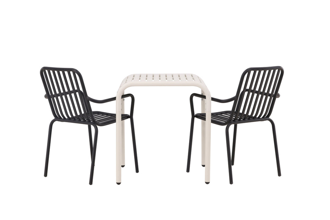 Venture Home Borneo Cafetable Aluminium - Beige / Kvadrat 70*70* +Peking Diningchair Aluminium - Black / _2
