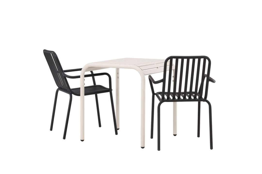 Venture Home Borneo Cafetable Aluminium - Beige / Kvadrat 70*70* +Peking Diningchair Aluminium - Black / _2