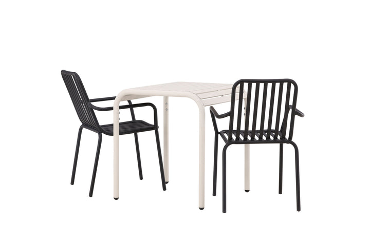 Venture Home Borneo Cafetable Aluminium - Beige / Kvadrat 70*70* +Peking Diningchair Aluminium - Black / _2