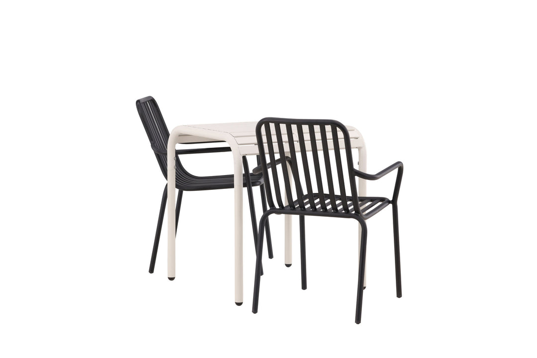 Venture Home Borneo Cafetable Aluminium - Beige / Kvadrat 70*70* +Peking Diningchair Aluminium - Black / _2