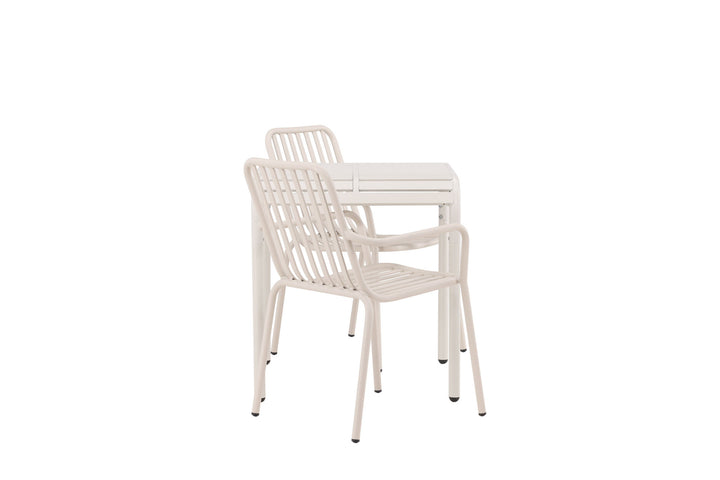 Venture Home Borneo Cafetable Aluminium - Beige / Kvadrat 70*70* +Peking Diningchair Aluminium - Beige / _2