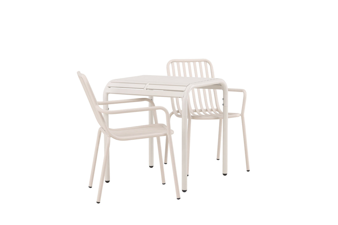 Venture Home Borneo Cafetable Aluminium - Beige / Kvadrat 70*70* +Peking Diningchair Aluminium - Beige / _2