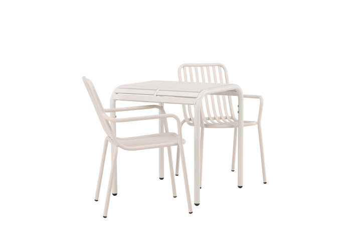 Venture Home Borneo Cafetable Aluminium - Beige / Kvadrat 70*70* +Peking Diningchair Aluminium - Beige / _2