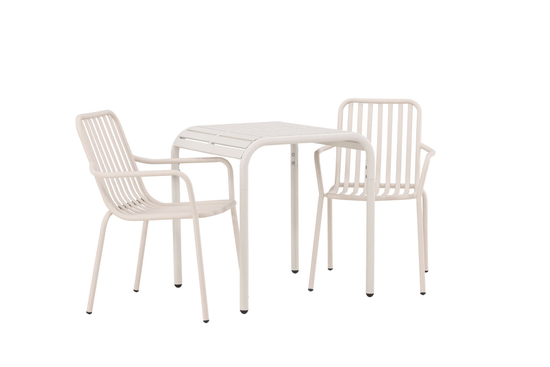 Venture Home Borneo Cafetable Aluminium - Beige / Kvadrat 70*70* +Peking Diningchair Aluminium - Beige / _2