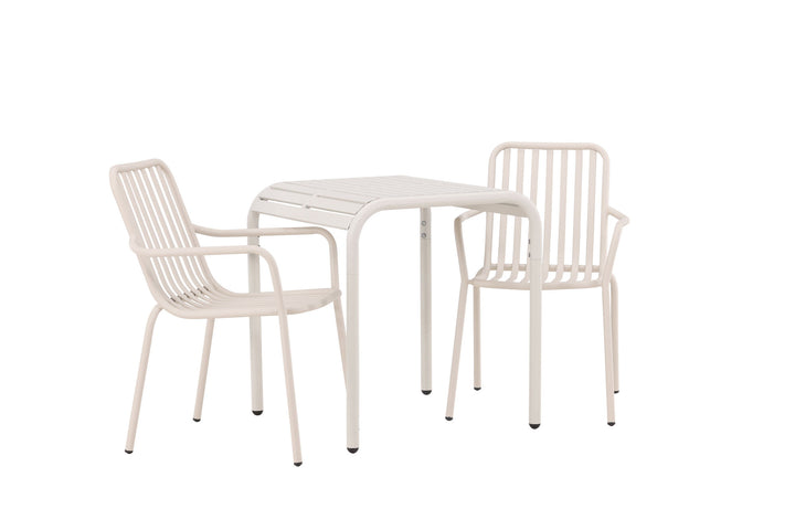 Venture Home Borneo Cafetable Aluminium - Beige / Kvadrat 70*70* +Peking Diningchair Aluminium - Beige / _2