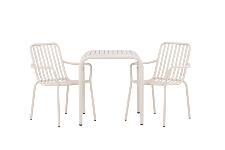 Venture Home Borneo Cafetable Aluminium - Beige / Kvadrat 70*70* +Peking Diningchair Aluminium - Beige / _2