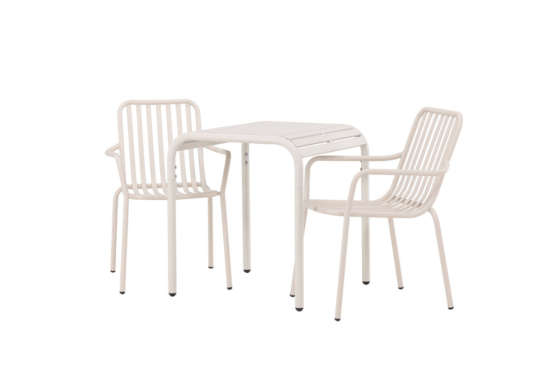 Venture Home Borneo Cafetable Aluminium - Beige / Kvadrat 70*70* +Peking Diningchair Aluminium - Beige / _2