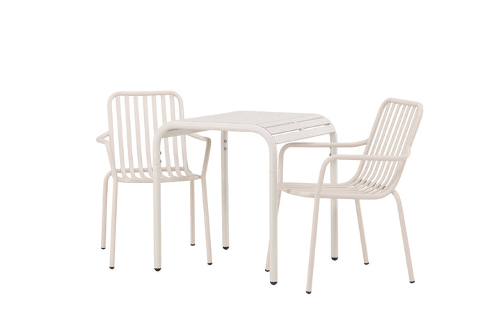 Venture Home Borneo Cafetable Aluminium - Beige / Kvadrat 70*70* +Peking Diningchair Aluminium - Beige / _2
