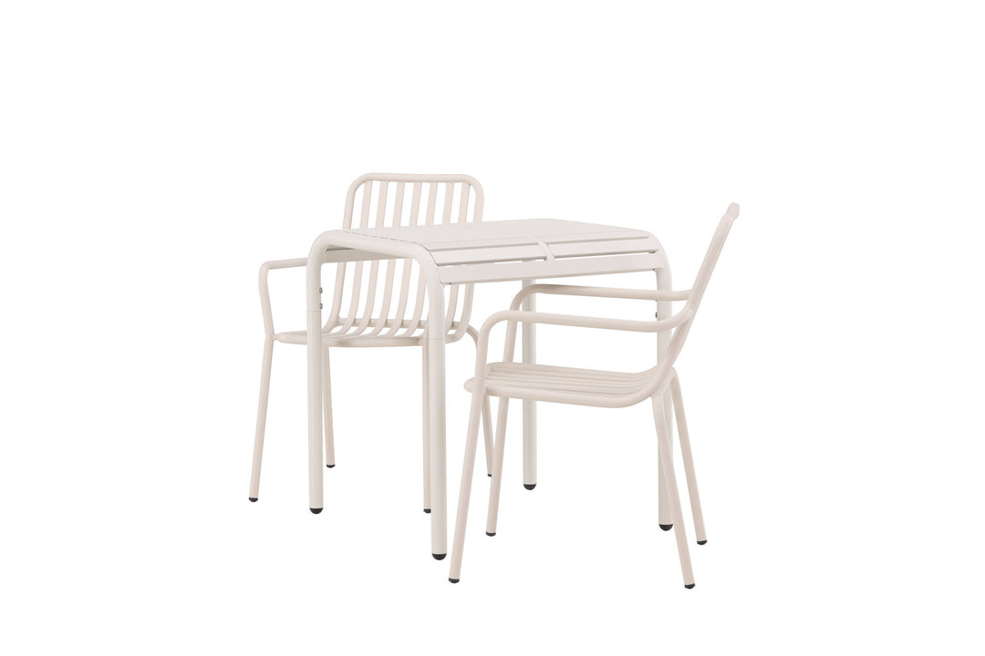 Venture Home Borneo Cafetable Aluminium - Beige / Kvadrat 70*70* +Peking Diningchair Aluminium - Beige / _2