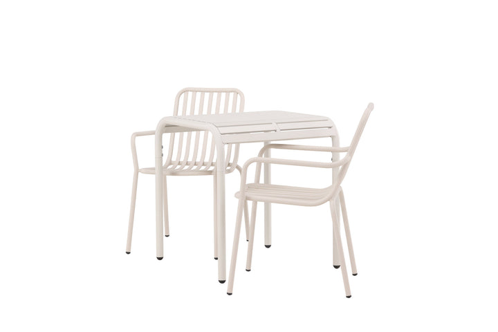 Venture Home Borneo Cafetable Aluminium - Beige / Kvadrat 70*70* +Peking Diningchair Aluminium - Beige / _2