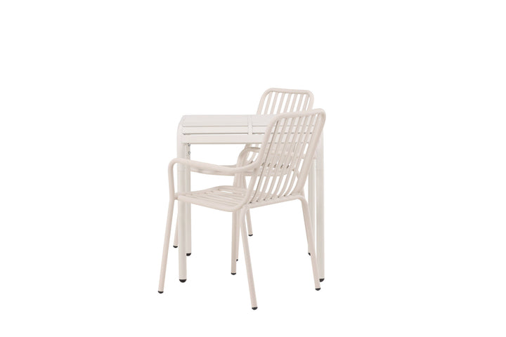 Venture Home Borneo Cafetable Aluminium - Beige / Kvadrat 70*70* +Peking Diningchair Aluminium - Beige / _2