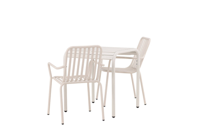 Venture Home Borneo Cafetable Aluminium - Beige / Kvadrat 70*70* +Peking Diningchair Aluminium - Beige / _2