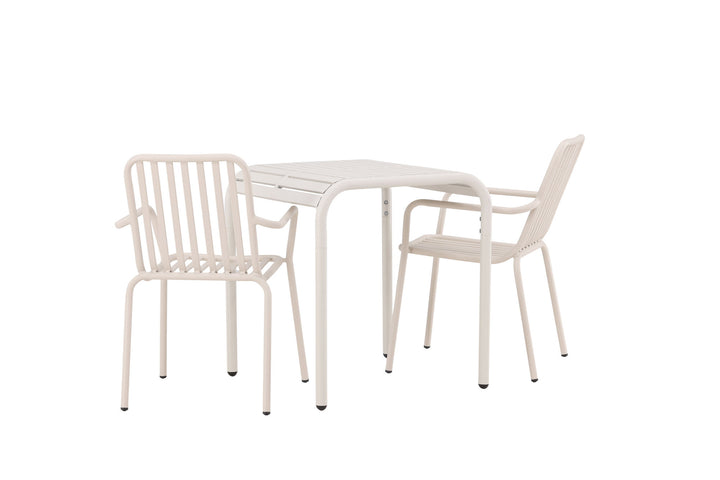 Venture Home Borneo Cafetable Aluminium - Beige / Kvadrat 70*70* +Peking Diningchair Aluminium - Beige / _2