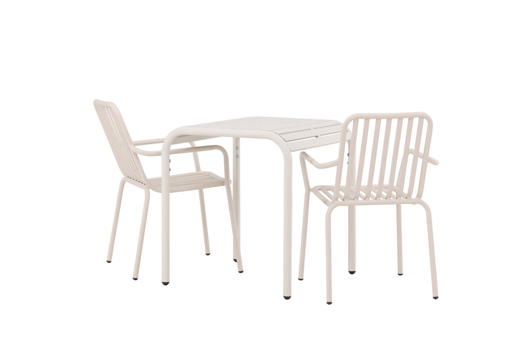 Venture Home Borneo Cafetable Aluminium - Beige / Kvadrat 70*70* +Peking Diningchair Aluminium - Beige / _2
