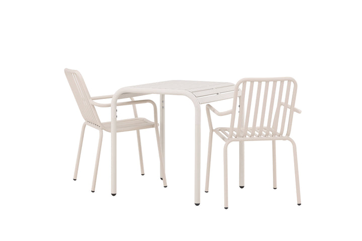Venture Home Borneo Cafetable Aluminium - Beige / Kvadrat 70*70* +Peking Diningchair Aluminium - Beige / _2
