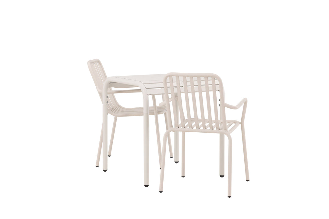 Venture Home Borneo Cafetable Aluminium - Beige / Kvadrat 70*70* +Peking Diningchair Aluminium - Beige / _2