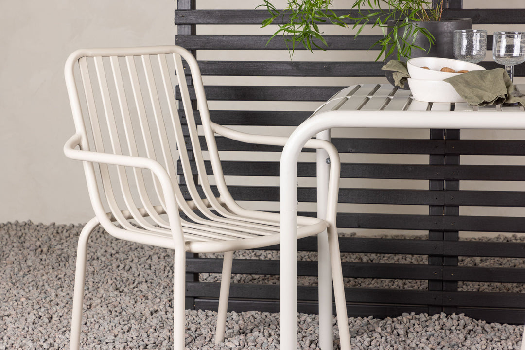 Venture Home Borneo Cafetable Aluminium - Beige / Kvadrat 70*70* +Peking Diningchair Aluminium - Beige / _2