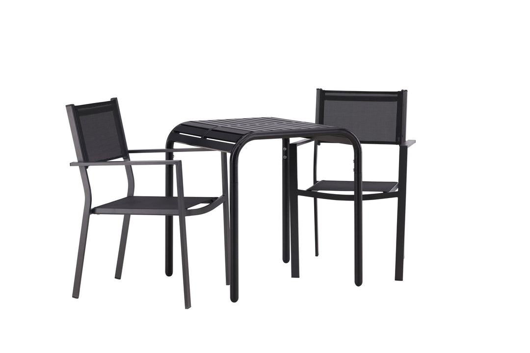 Venture Home Borneo Cafetable Aluminium - Black / Kvadrat 70*70* +Copacabana Stacking Chair - Black/Black - Ersätter 4131-408 _2