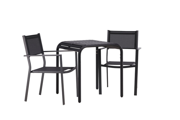 Venture Home Borneo Cafetable Aluminium - Black / Kvadrat 70*70* +Copacabana Stacking Chair - Black/Black - Ersätter 4131-408 _2