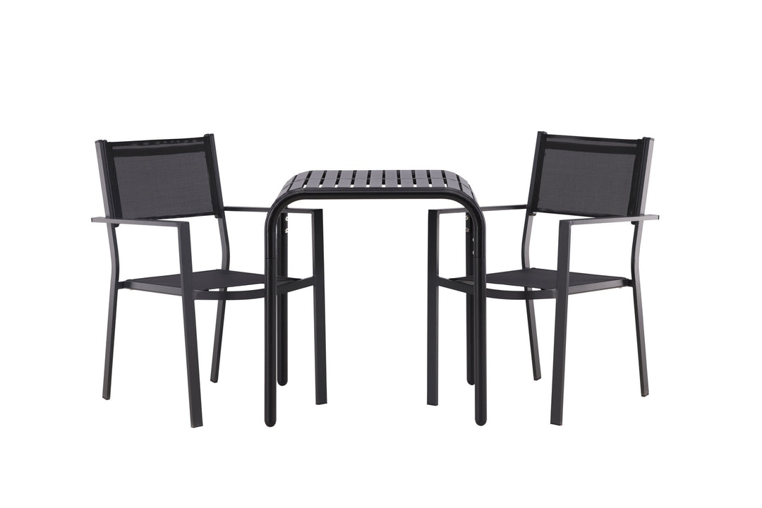 Venture Home Borneo Cafetable Aluminium - Black / Kvadrat 70*70* +Copacabana Stacking Chair - Black/Black - Ersätter 4131-408 _2