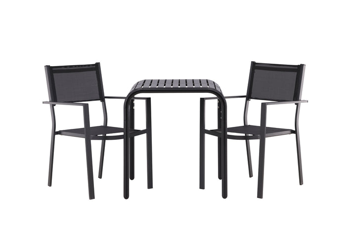 Venture Home Borneo Cafetable Aluminium - Black / Kvadrat 70*70* +Copacabana Stacking Chair - Black/Black - Ersätter 4131-408 _2