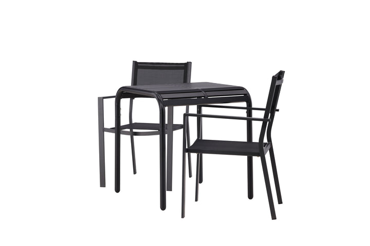 Venture Home Borneo Cafetable Aluminium - Black / Kvadrat 70*70* +Copacabana Stacking Chair - Black/Black - Ersätter 4131-408 _2
