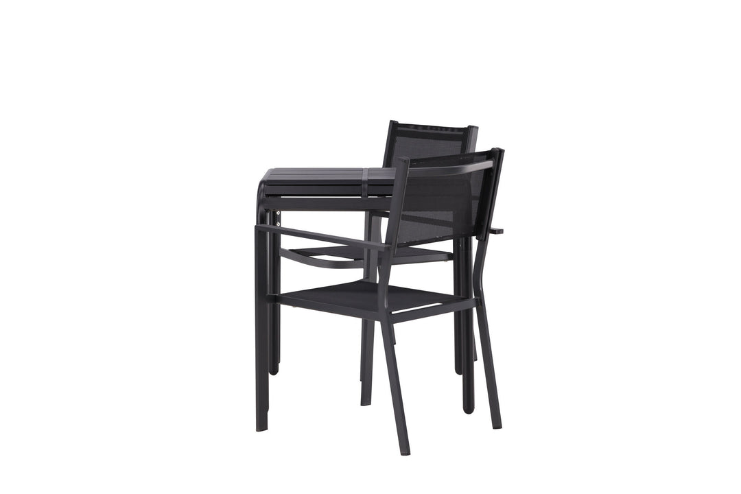 Venture Home Borneo Cafetable Aluminium - Black / Kvadrat 70*70* +Copacabana Stacking Chair - Black/Black - Ersätter 4131-408 _2