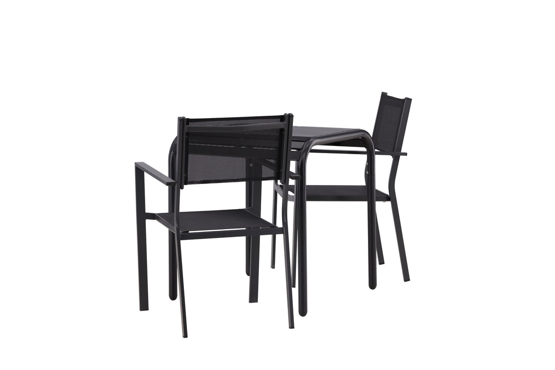 Venture Home Borneo Cafetable Aluminium - Black / Kvadrat 70*70* +Copacabana Stacking Chair - Black/Black - Ersätter 4131-408 _2