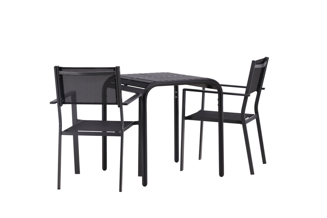 Venture Home Borneo Cafetable Aluminium - Black / Kvadrat 70*70* +Copacabana Stacking Chair - Black/Black - Ersätter 4131-408 _2