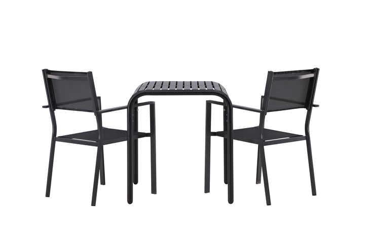 Venture Home Borneo Cafetable Aluminium - Black / Kvadrat 70*70* +Copacabana Stacking Chair - Black/Black - Ersätter 4131-408 _2
