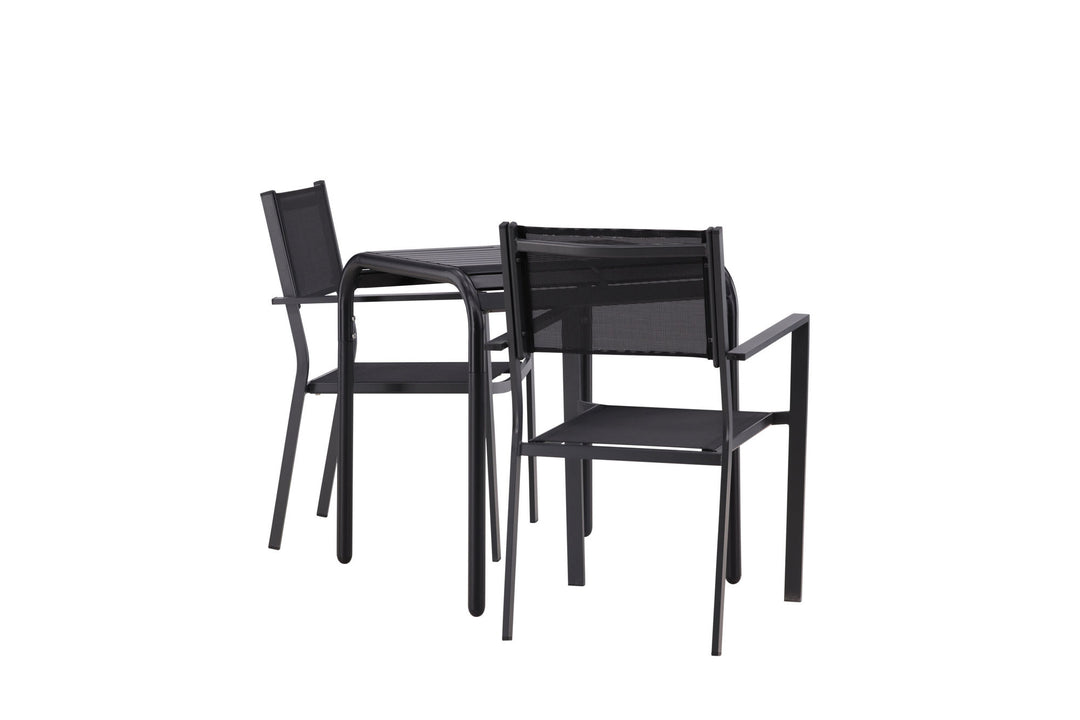 Venture Home Borneo Cafetable Aluminium - Black / Kvadrat 70*70* +Copacabana Stacking Chair - Black/Black - Ersätter 4131-408 _2