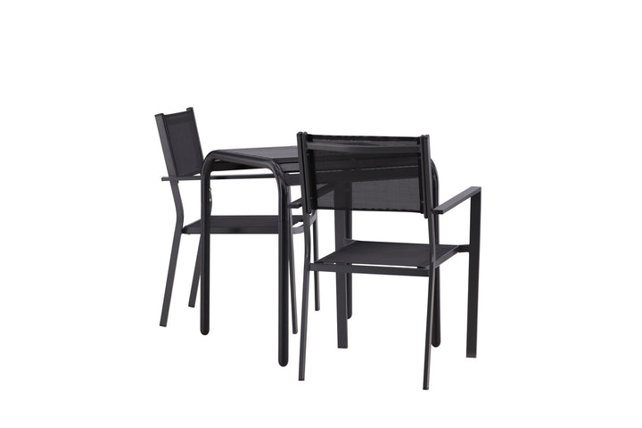 Venture Home Borneo Cafetable Aluminium - Black / Kvadrat 70*70* +Copacabana Stacking Chair - Black/Black - Ersätter 4131-408 _2