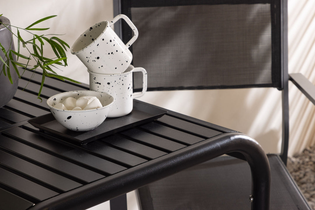 Venture Home Borneo Cafetable Aluminium - Black / Kvadrat 70*70* +Copacabana Stacking Chair - Black/Black - Ersätter 4131-408 _2