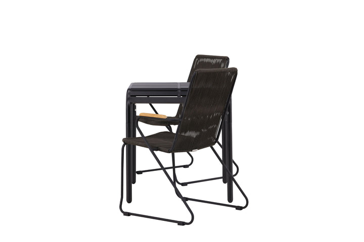 Venture Home Borneo Cafetable Aluminium - Black / Kvadrat 70*70* +Bois Diningchair Steel - Black / Dark Grey Rope _2