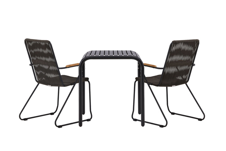 Venture Home Borneo Cafetable Aluminium - Black / Kvadrat 70*70* +Bois Diningchair Steel - Black / Dark Grey Rope _2