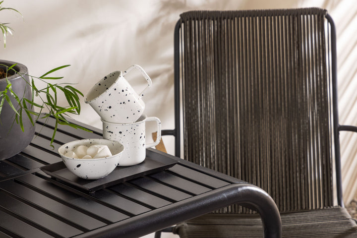 Venture Home Borneo Cafetable Aluminium - Black / Kvadrat 70*70* +Bois Diningchair Steel - Black / Dark Grey Rope _2