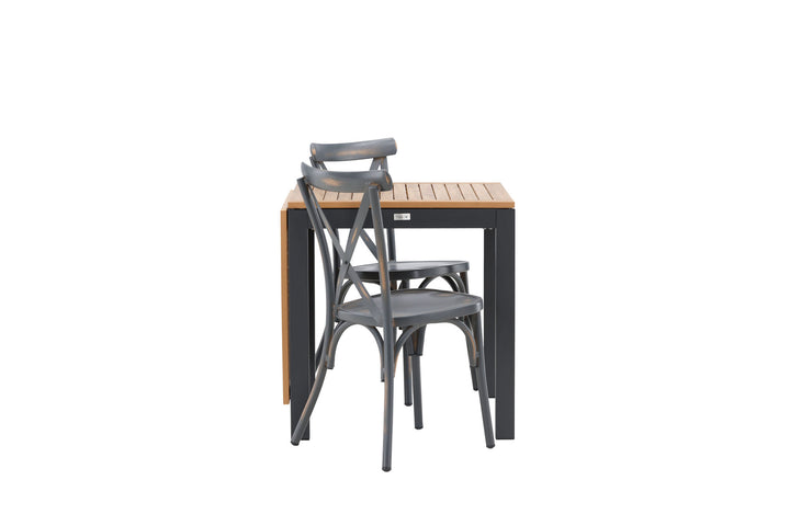 Venture Home Diego Cafetable Aluminium - Black / Brown Aintwood - Rectangular 70*70/130* +Tablas Diningchair Aluminium - Black / _2