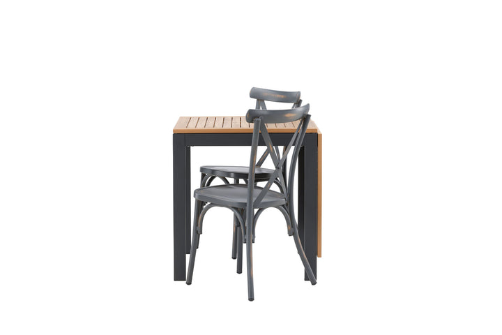 Venture Home Diego Cafetable Aluminium - Black / Brown Aintwood - Rectangular 70*70/130* +Tablas Diningchair Aluminium - Black / _2