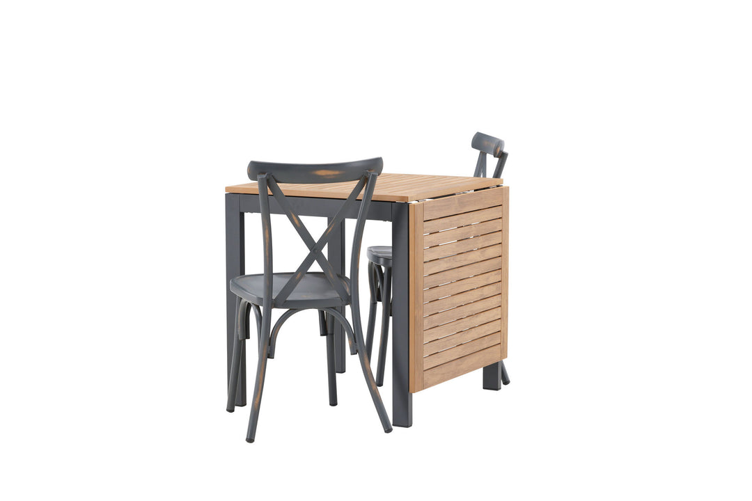 Venture Home Diego Cafetable Aluminium - Black / Brown Aintwood - Rectangular 70*70/130* +Tablas Diningchair Aluminium - Black / _2