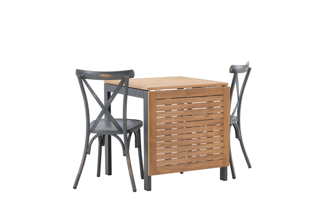 Venture Home Diego Cafetable Aluminium - Black / Brown Aintwood - Rectangular 70*70/130* +Tablas Diningchair Aluminium - Black / _2