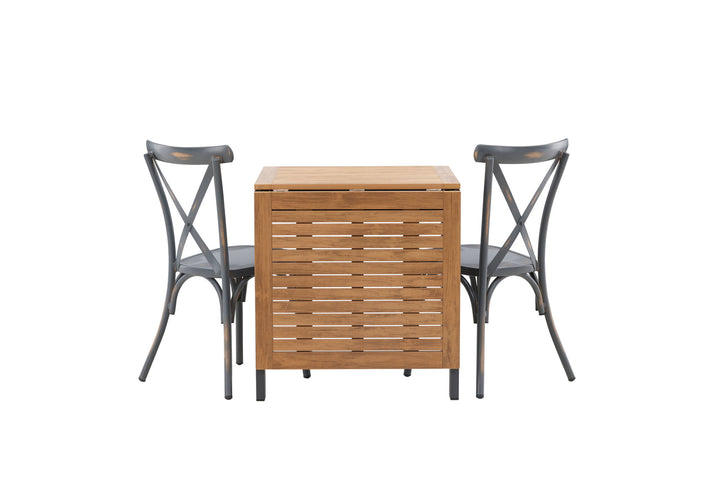 Venture Home Diego Cafetable Aluminium - Black / Brown Aintwood - Rectangular 70*70/130* +Tablas Diningchair Aluminium - Black / _2